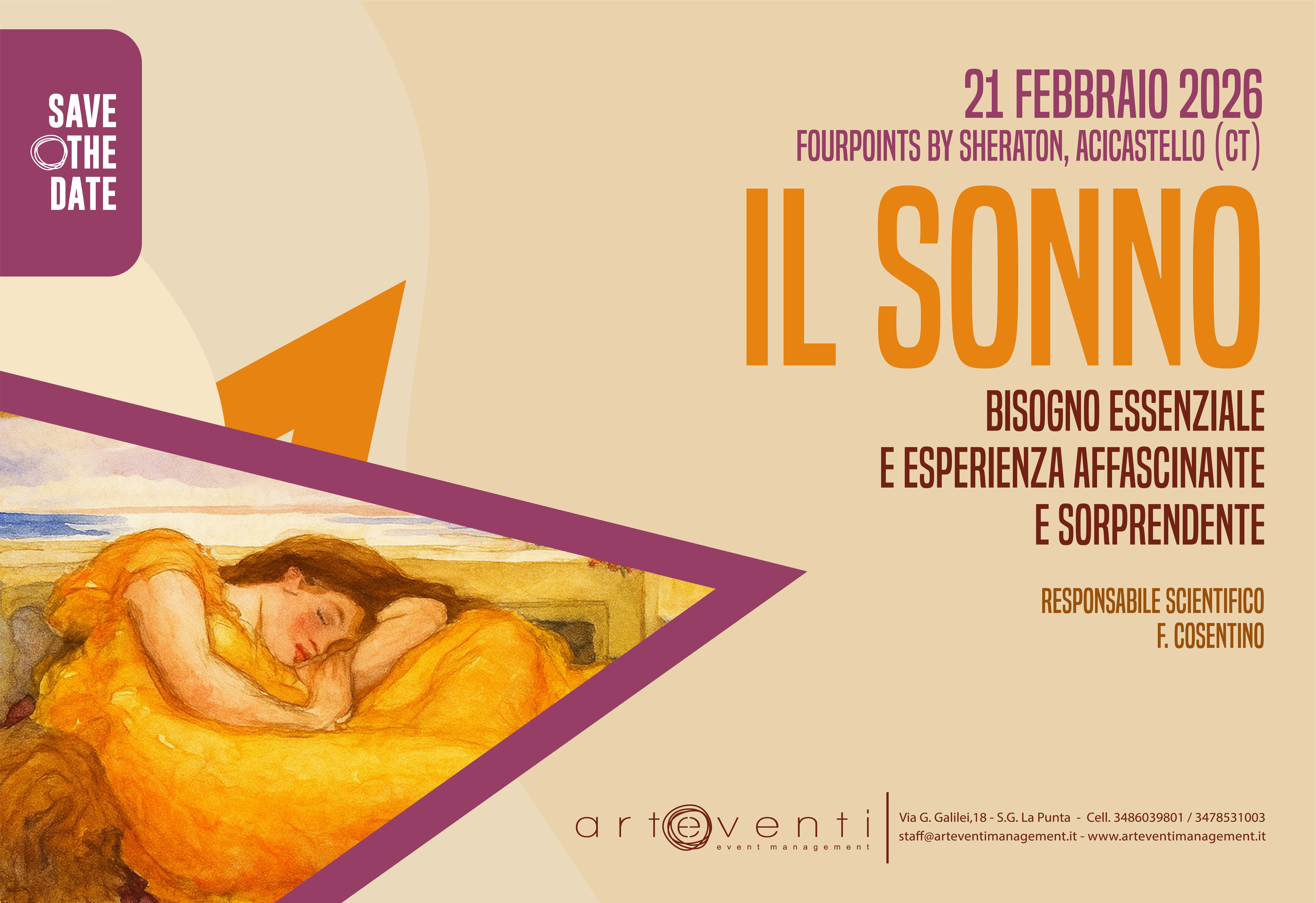 IL SONNO BISOGNO ESSENZIALE E ESPERIENZA AFFASCINANTE E SORPRENDENTE - 21 FEBBRAIO 2026 - FOURPOINTS BY SHERATON, ACICASTELLO (CT)